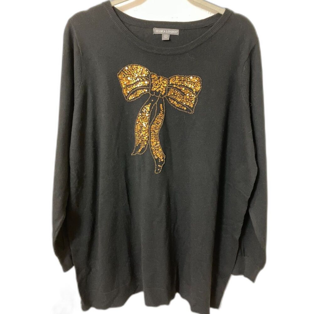 Sequin bow lightweight sweater